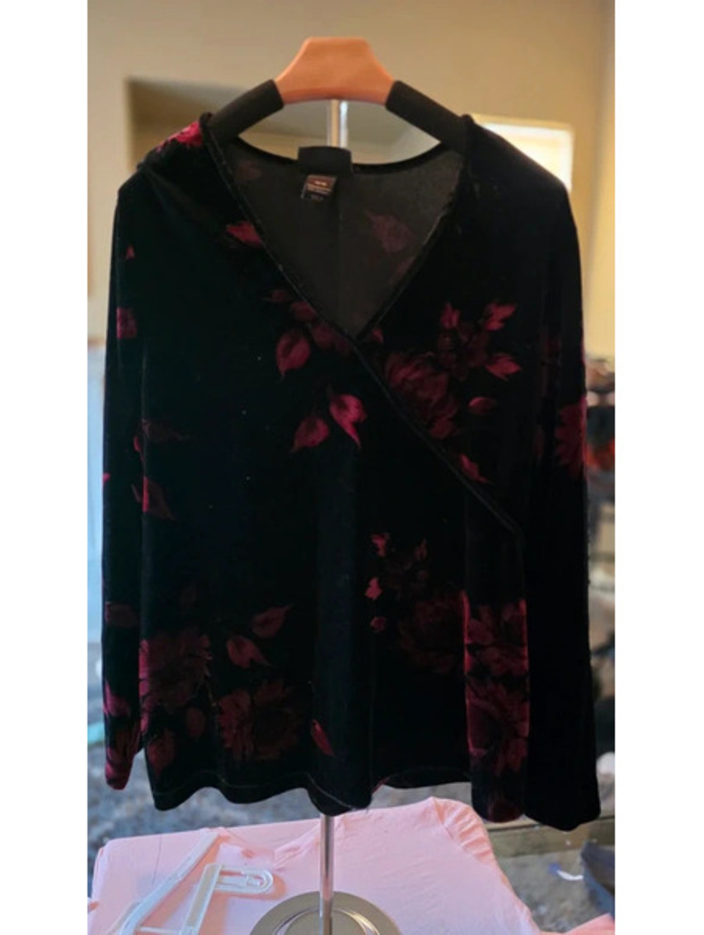 Womens black floral shirt